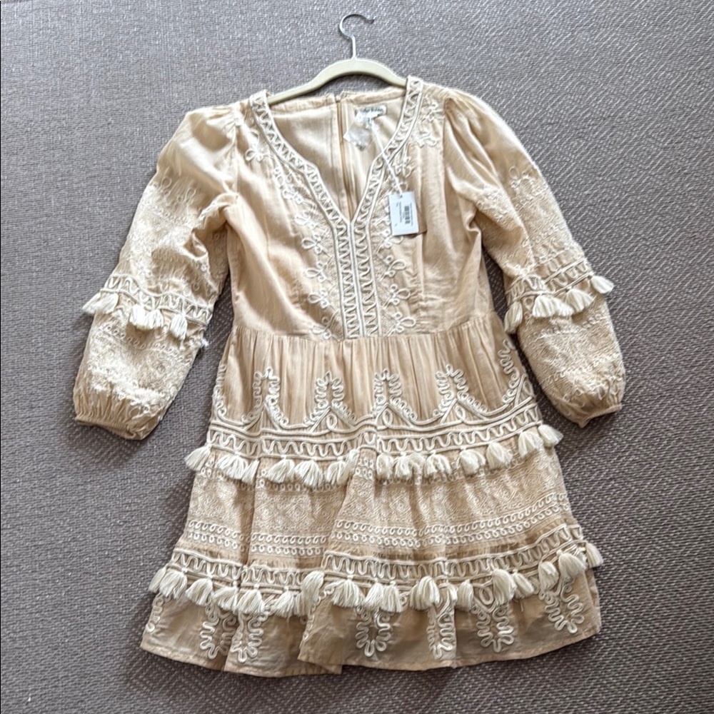 Roller Rabbit Cream Ruffled Plunge Sundress